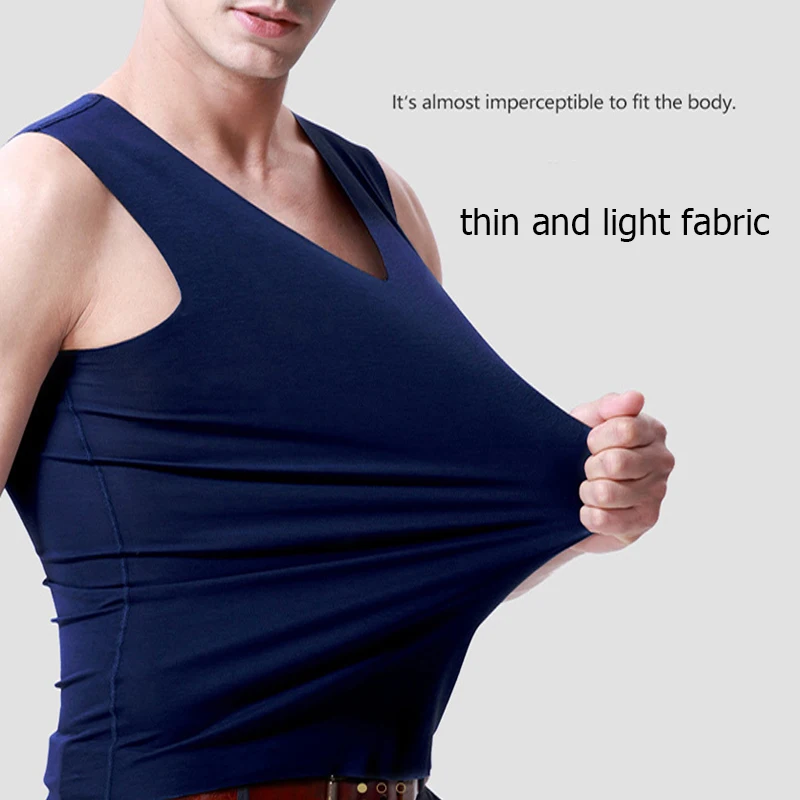 Silk Tank Tops Seamless Mens Vest Sleeveless Sport Bodysuit Vest For Men Clothing Plain Casual Summer Tank Undershirts Cool Gym thumbnail 4