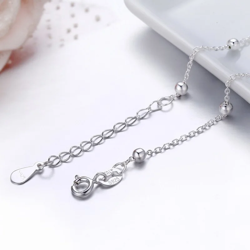 925 Sterling Silver Gold Color Cross Bead Chain Anklet For Women Foot Jewelry Leg Bracelet Barefoot Tobillera Chaine De Cheville thumbnail 3
