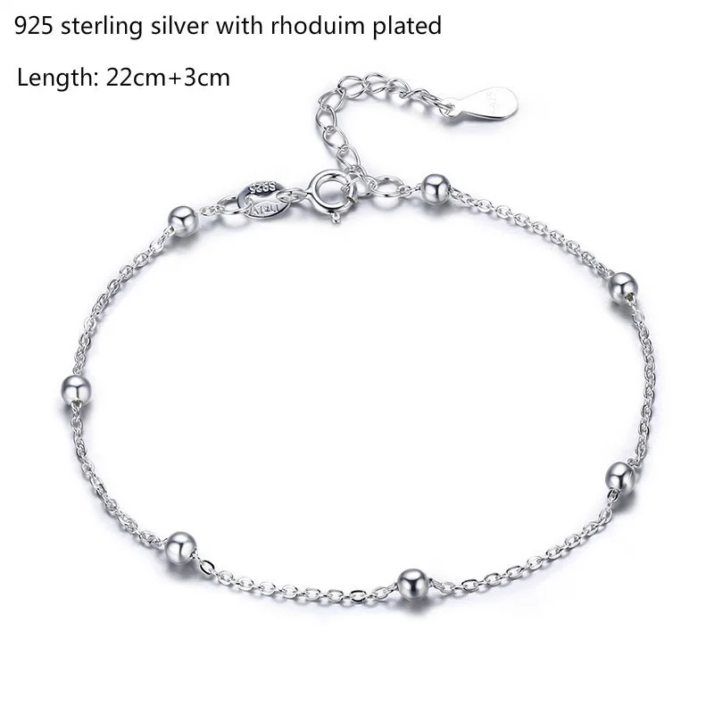 925 Sterling Silver Gold Color Cross Bead Chain Anklet For Women Foot Jewelry Leg Bracelet Barefoot Tobillera Chaine De Cheville thumbnail 2