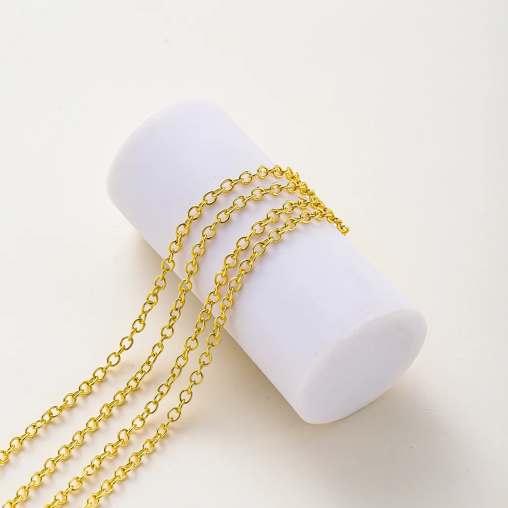 1Meter/lot 14K 18K Gold Plated Brass Metal Round Link Cable Chains DIY Jewelry Making Chain For Needlework Jewelry Accessories thumbnail 2