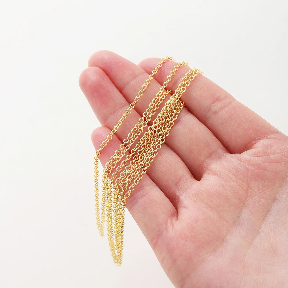 1Meter/lot 14K 18K Gold Plated Brass Metal Round Link Cable Chains DIY Jewelry Making Chain For Needlework Jewelry Accessories thumbnail 4