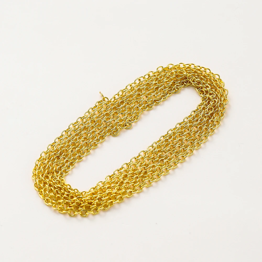 1Meter/lot 14K 18K Gold Plated Brass Metal Round Link Cable Chains DIY Jewelry Making Chain For Needlework Jewelry Accessories thumbnail 5