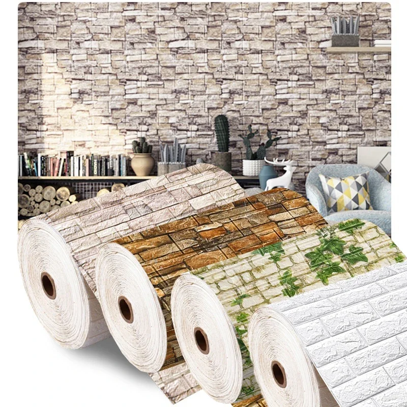 3D Foam Brick Wall Panels Stickers Self Adhesive Waterproof Living Room Wallpaper Wall Decal Home Decor Wallcovering TV Backdrop thumbnail 2