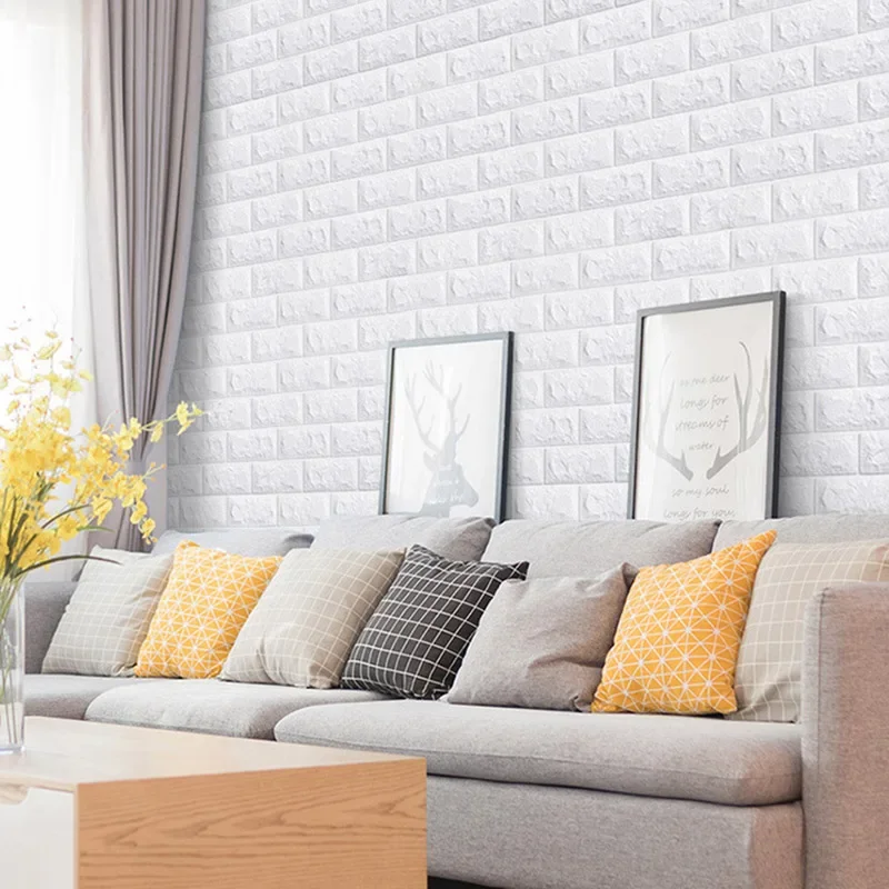 3D Foam Brick Wall Panels Stickers Self Adhesive Waterproof Living Room Wallpaper Wall Decal Home Decor Wallcovering TV Backdrop thumbnail 3
