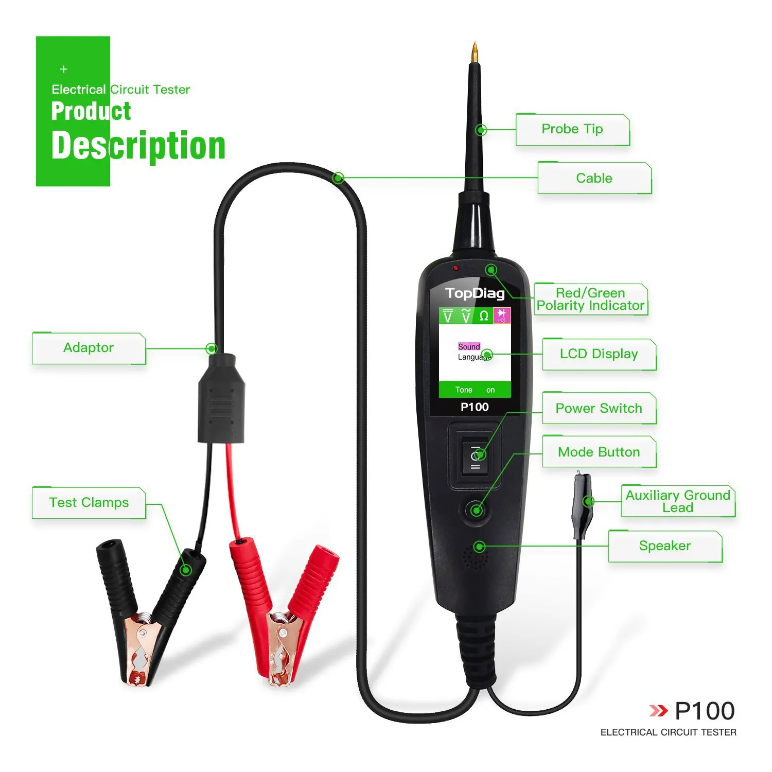 12/24V Multifunctional Car Circuit Tester Power Circuit Probe Kit Car Battery Voltage/Resistant Tester Diagnostic Tool Component thumbnail 2