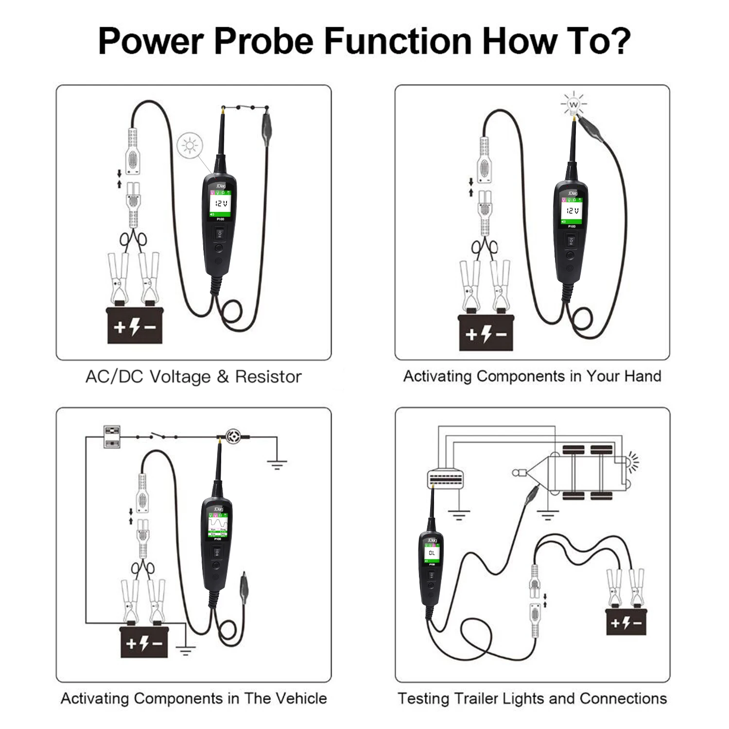 12/24V Multifunctional Car Circuit Tester Power Circuit Probe Kit Car Battery Voltage/Resistant Tester Diagnostic Tool Component thumbnail 4
