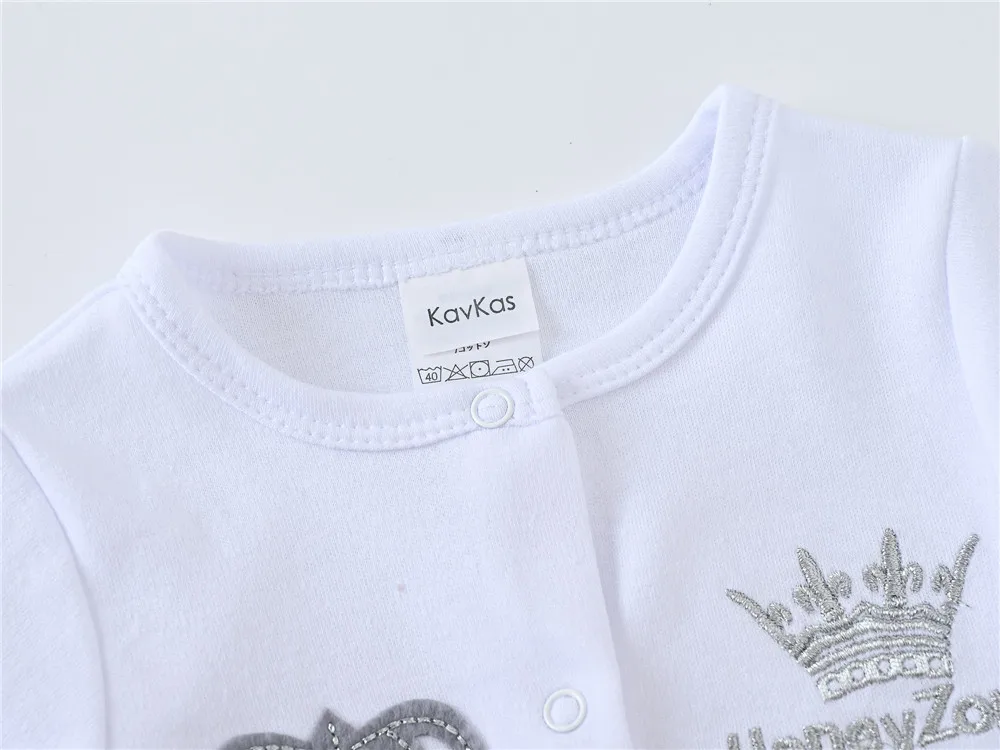 Newborn Baby Boys Romper Royal Crown Prince 100% Cotton Clothing Set with Cap Gloves Infant Girl One-Pieces Footies Sleepsuits thumbnail 4