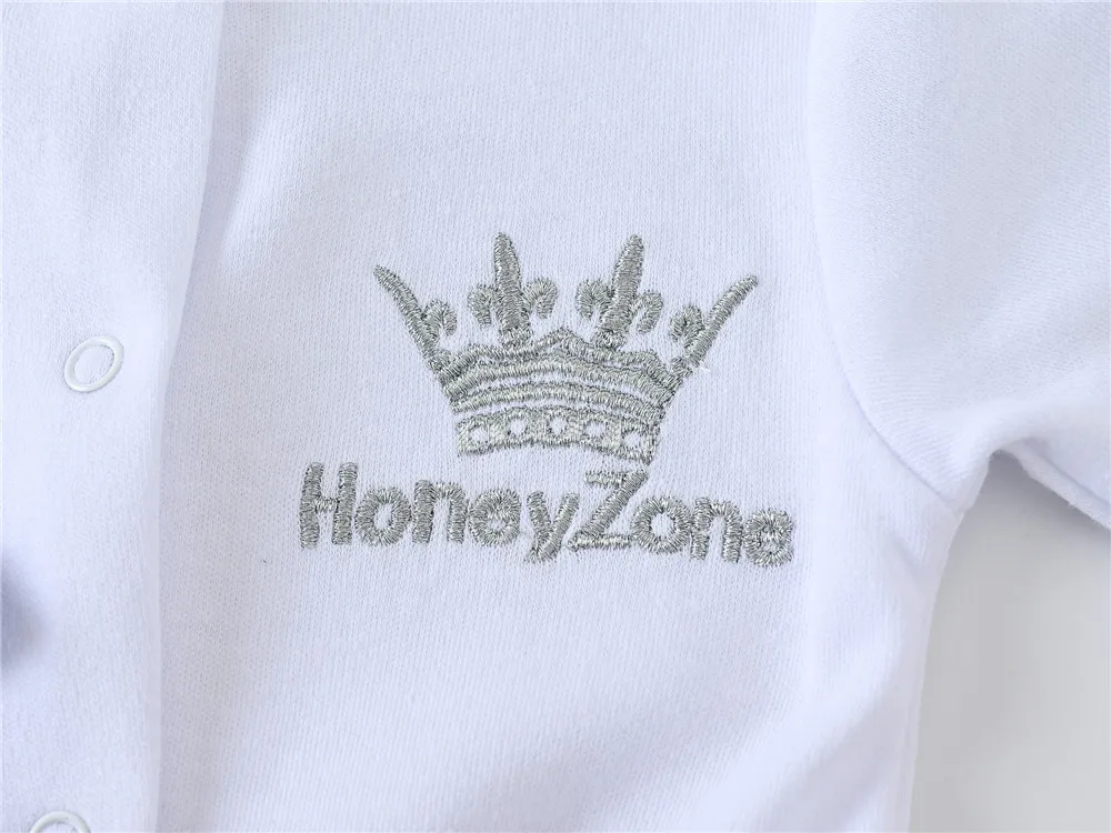 Newborn Baby Boys Romper Royal Crown Prince 100% Cotton Clothing Set with Cap Gloves Infant Girl One-Pieces Footies Sleepsuits thumbnail 6