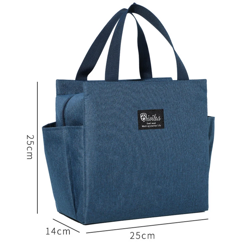 Lunch Bag Nylon Waterproof Thermal Insulation Large Capacity Double Side Pocket Portable Lunch Box Storage Bags Picnic Food Bags thumbnail 6