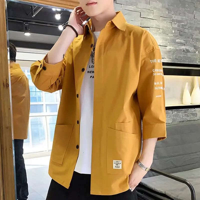 2026 Shirts Men Handsome Fashion Streetwear Design Japanese Harajuku Korean Summer All-match Teens College Unisex Clothes Ins thumbnail 4
