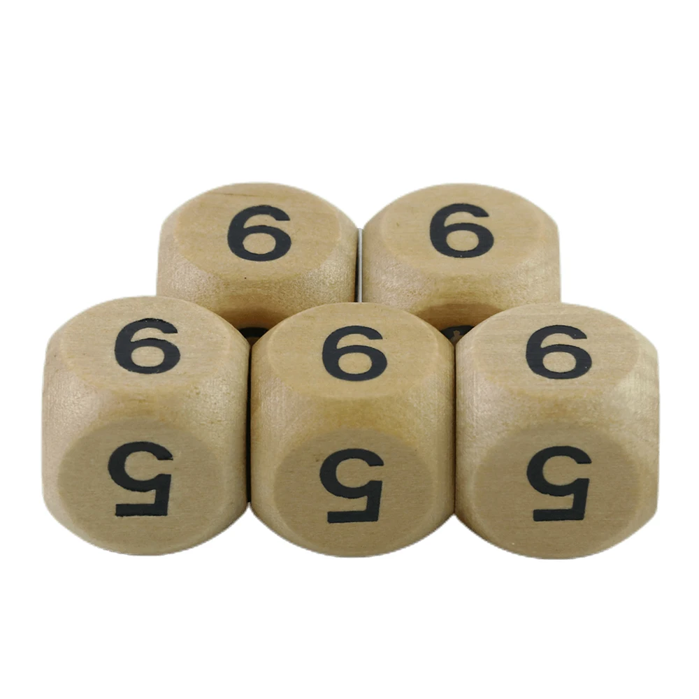 Wooden Dice 5pcs Round Corner D6 D10 Wood Dice for Flying Chess Props Table Board Role Playing Game thumbnail 3