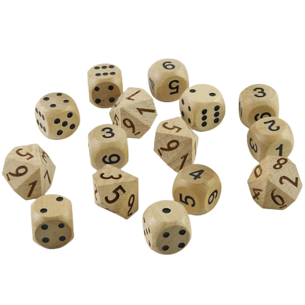 Wooden Dice 5pcs Round Corner D6 D10 Wood Dice for Flying Chess Props Table Board Role Playing Game thumbnail 6