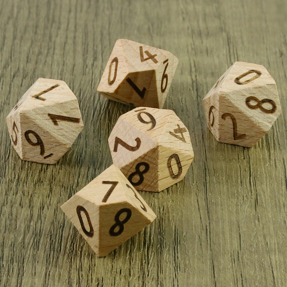 Wooden Dice 5pcs Round Corner D6 D10 Wood Dice for Flying Chess Props Table Board Role Playing Game thumbnail 5