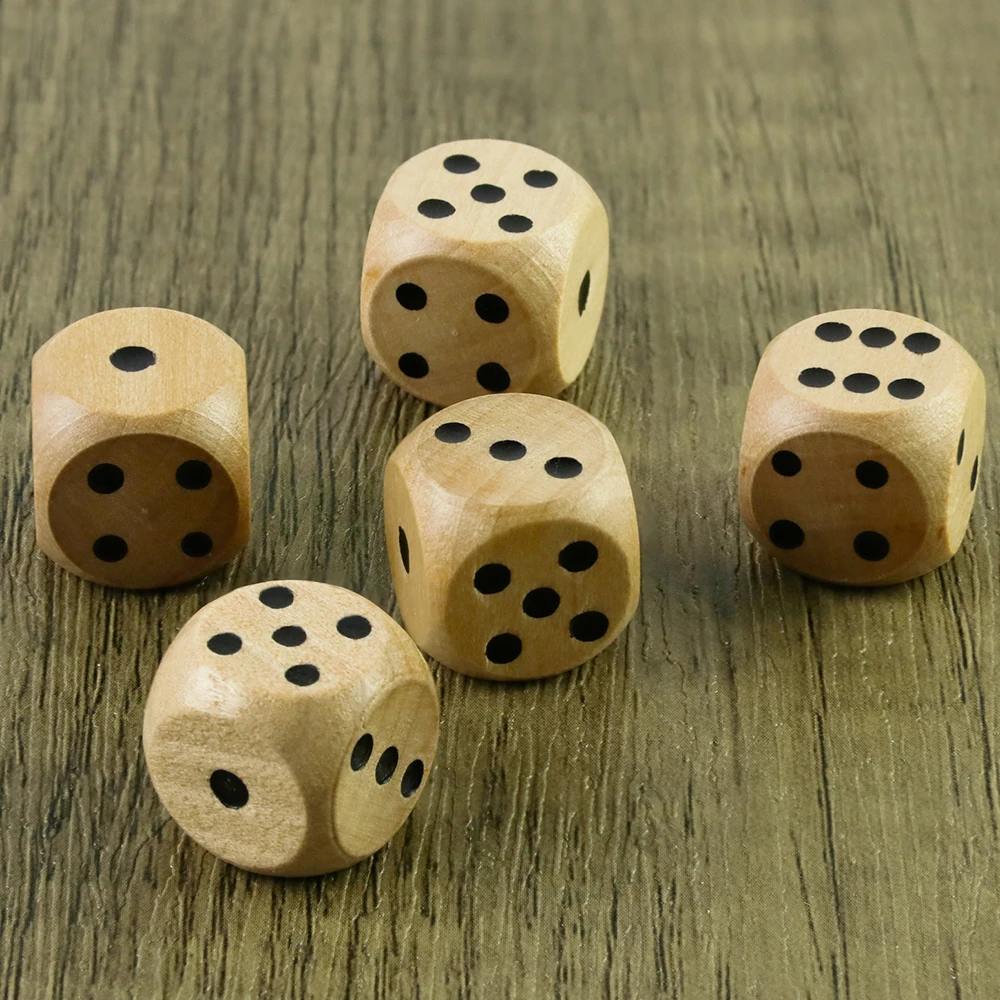 Wooden Dice 5pcs Round Corner D6 D10 Wood Dice for Flying Chess Props Table Board Role Playing Game thumbnail 4