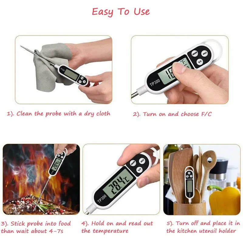 Food Thermometer TP300 Digital Kitchen Thermometer For Meat Cooking Food Probe BBQ Electronic Oven Kitchen Tools thumbnail 5