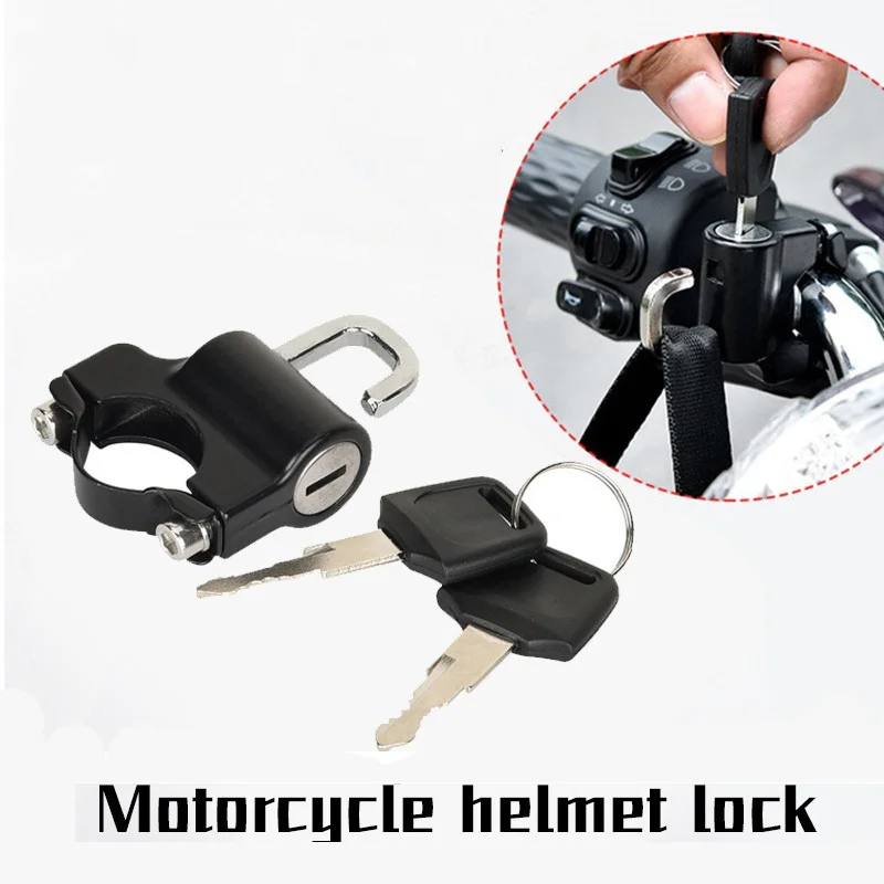 Anti-theft Helmet Lock  Handlebar Mount Motorcycle Electric Motorbike Universal Security Metal Lock 22mm-26mm with Keys Set thumbnail 5