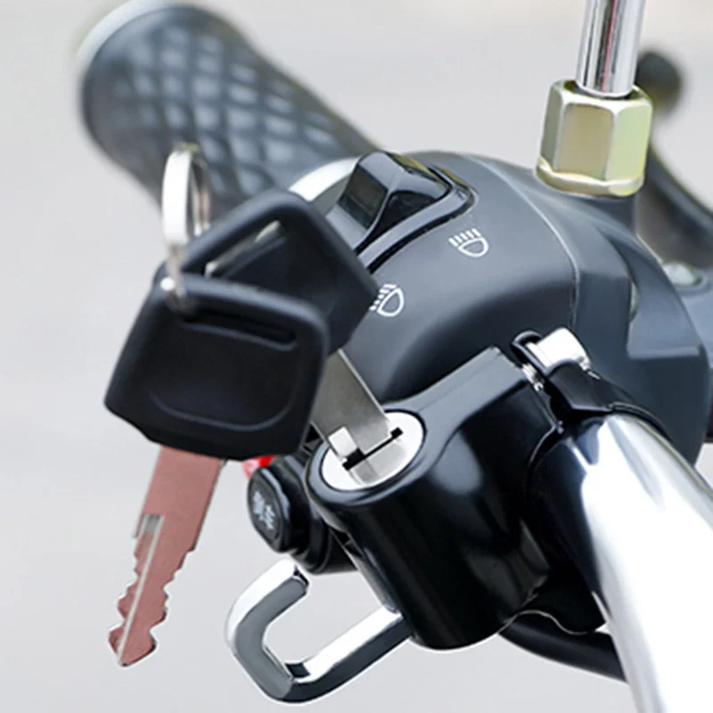 Anti-theft Helmet Lock  Handlebar Mount Motorcycle Electric Motorbike Universal Security Metal Lock 22mm-26mm with Keys Set thumbnail 2