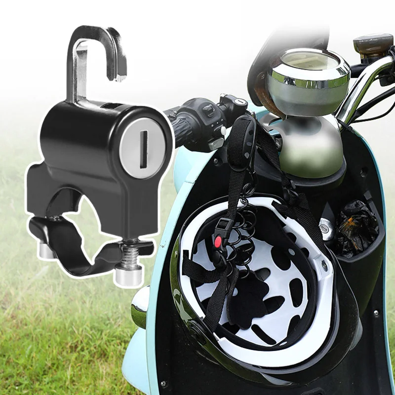 Anti-theft Helmet Lock  Handlebar Mount Motorcycle Electric Motorbike Universal Security Metal Lock 22mm-26mm with Keys Set thumbnail 4