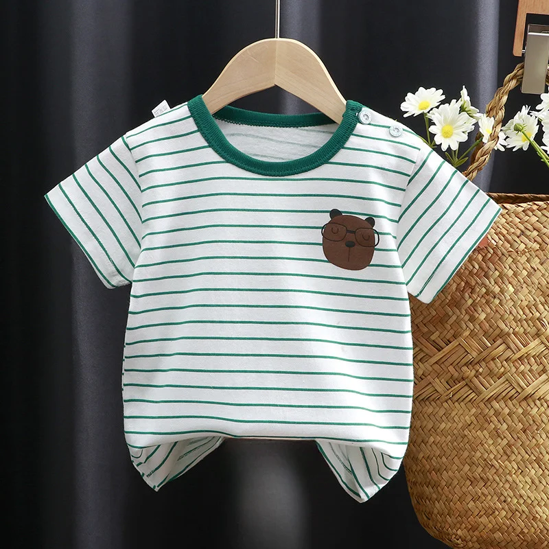 2025 Cotton Children Top For Summer 0-4Y Baby Clothes Cartoon Bears Graphic T Shirts Boys Wear Tees Kids Girls Clothes Korean thumbnail 2