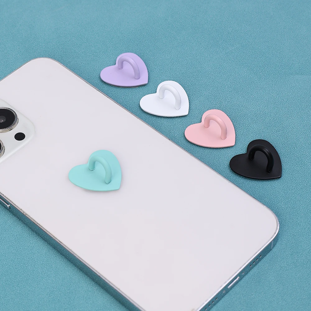 Kawaii Adhesive Metal Heart Phone Charm Holder Mobile Phone Case Finger Ring Stand Hooks Buckle Charms Clasp Accessories String thumbnail 5