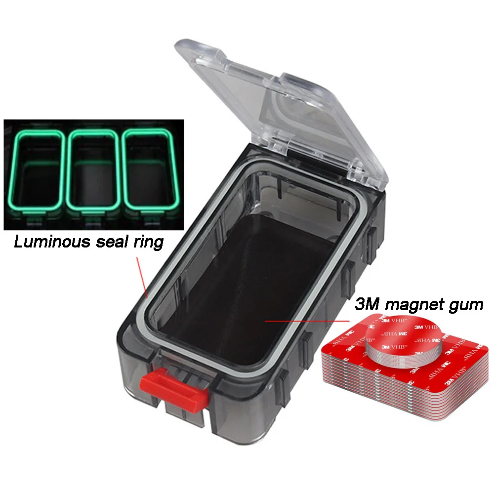 Free Combination Boxes Trinity Luminous Seal Ring 3M Magnet Gum Waterproof Cube Bait Container Fishing Tackle Storage Tool Box thumbnail 3
