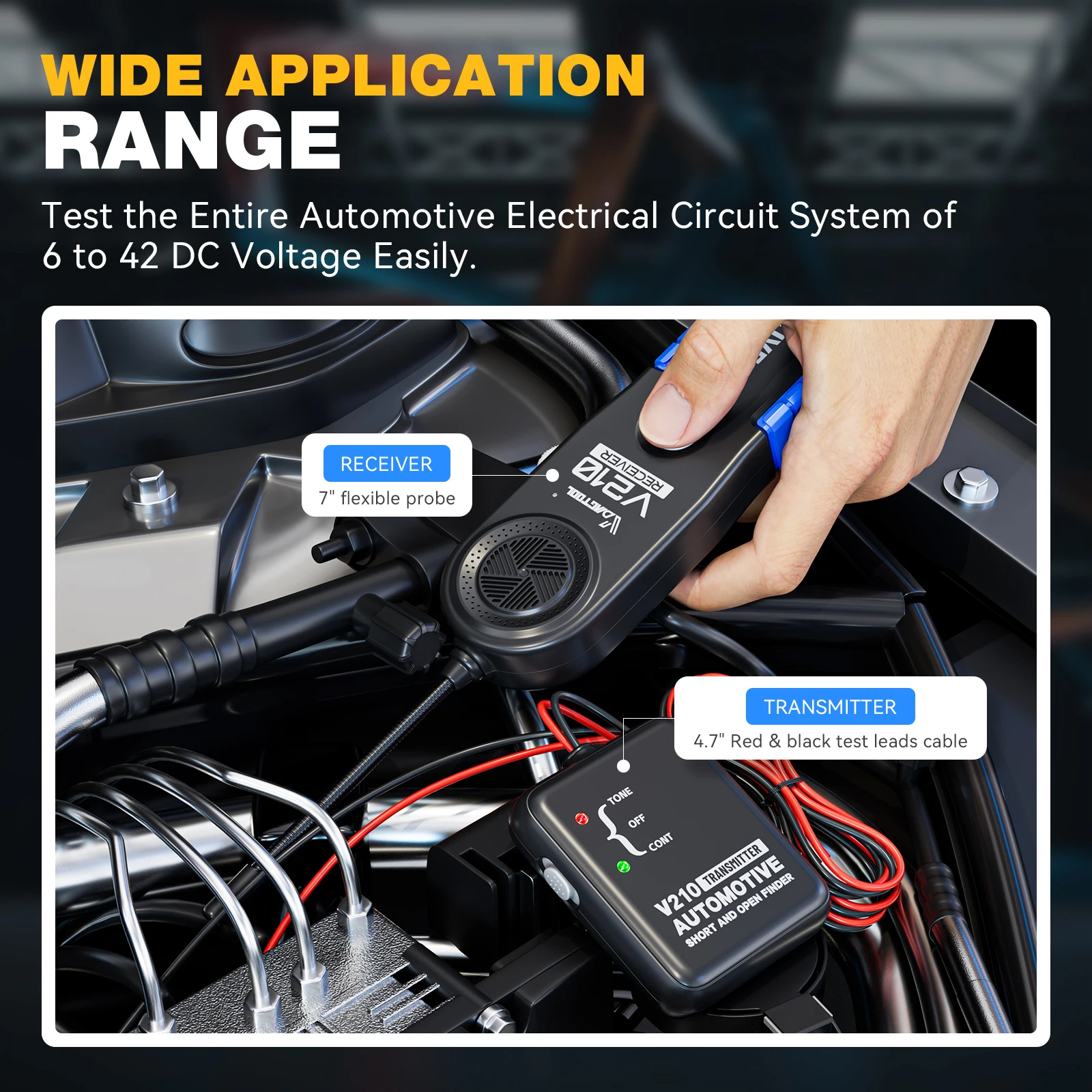 VDIAGTOOL V210 Automotive Circuit Tester 6V-42V Open & Short Finder Checker Car Repair Cable Circuit Wire Tracker Analyzer Tool thumbnail 2