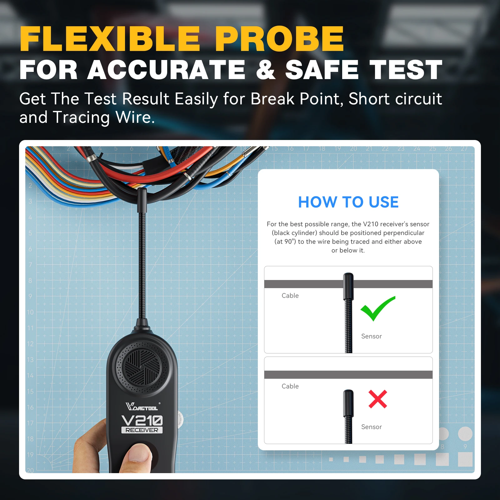 VDIAGTOOL V210 Automotive Circuit Tester 6V-42V Open & Short Finder Checker Car Repair Cable Circuit Wire Tracker Analyzer Tool thumbnail 4