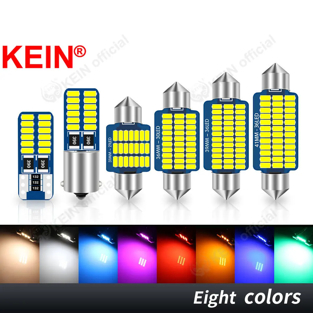 KEIN 2PCS 12V Car Interior Bulb Led C5W C10W T10 Light Festoon BA9S 31 mm 28mm 31mm 36mm 39mm 41mm Lamp Warm White Red Blue Pink