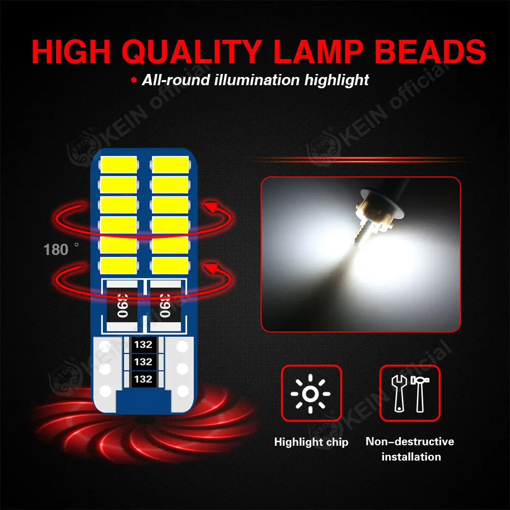 KEIN 2PCS 12V Car Interior Bulb Led C5W C10W T10 Light Festoon BA9S 31 mm 28mm 31mm 36mm 39mm 41mm Lamp Warm White Red Blue Pink thumbnail 3