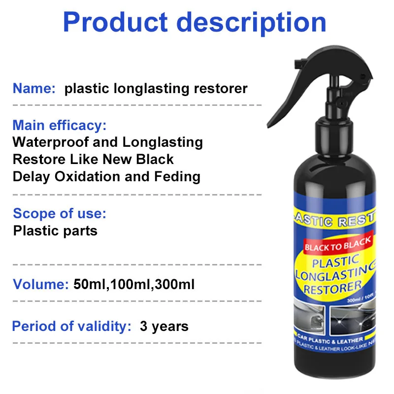 Car Plastic Restorer Back To Black Gloss Car Cleaning Products Plastic Leather Restore Auto Polish And Repair Coating Renovator thumbnail 6