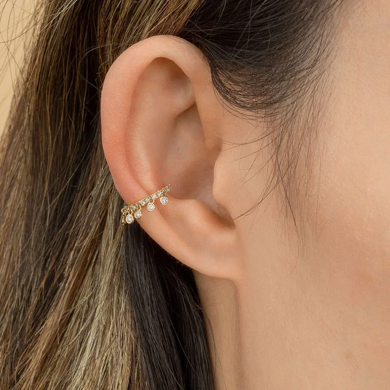 1PC Plated 24K Gold Ear Cuff Crystal Zircon Stone Clip Earring for Woman Fashion INS C-Shape Luxury Jewelry Gifts Bijoux thumbnail 4