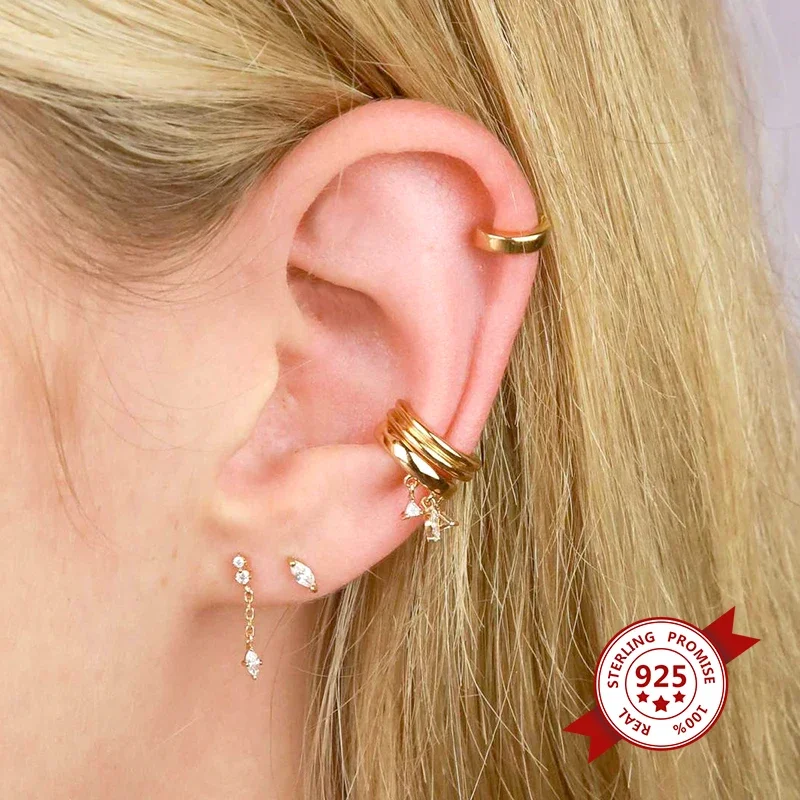1PC Plated 24K Gold Ear Cuff Crystal Zircon Stone Clip Earring for Woman Fashion INS C-Shape Luxury Jewelry Gifts Bijoux thumbnail 3
