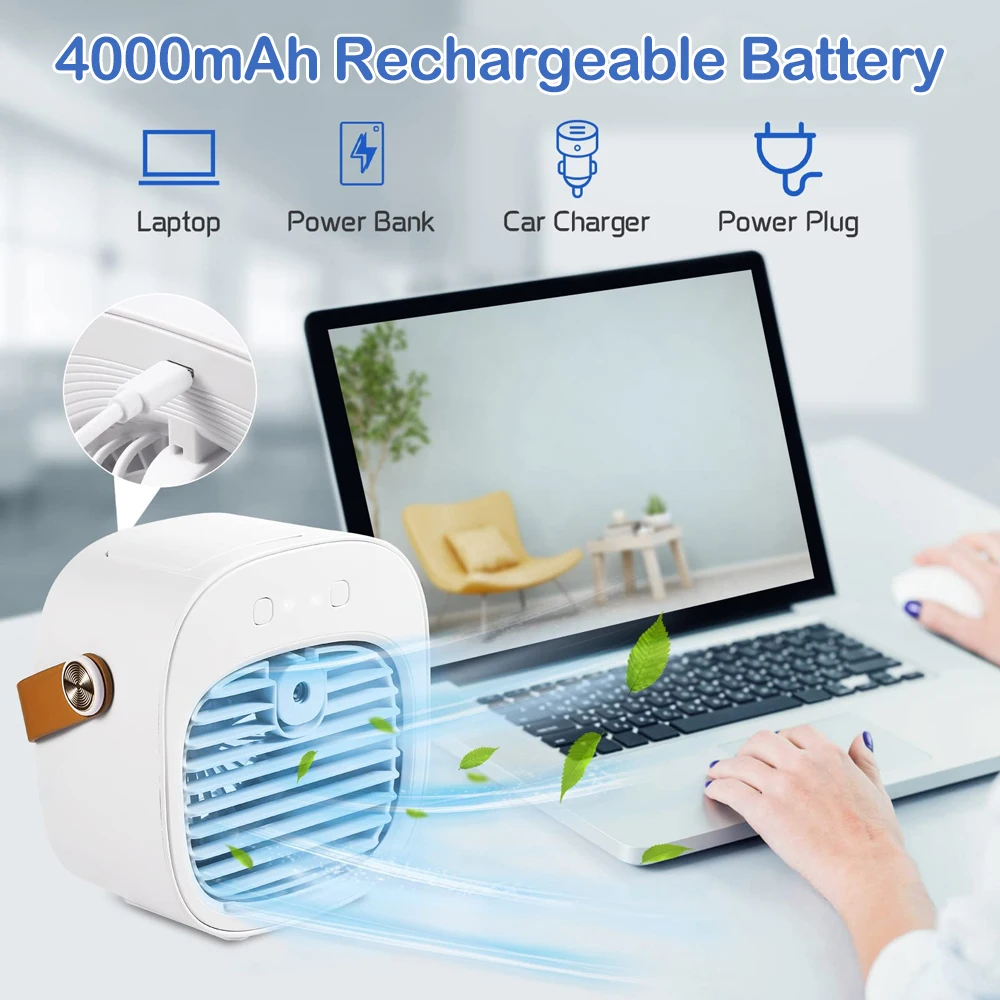 Portable Air Conditioner Rechargeable Mini Air Conditioners Personal Air Conditioning Cordless Air Cooler Fan For Room Camping thumbnail 4