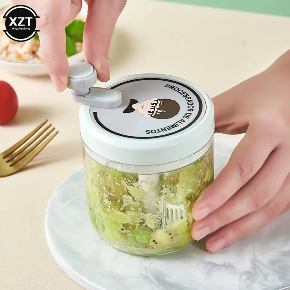 200/400ml Food Chopper Garlic Grinder Cooking Ingredients Processor Kitchen Tools Manual Garlic Cutter thumbnail 2