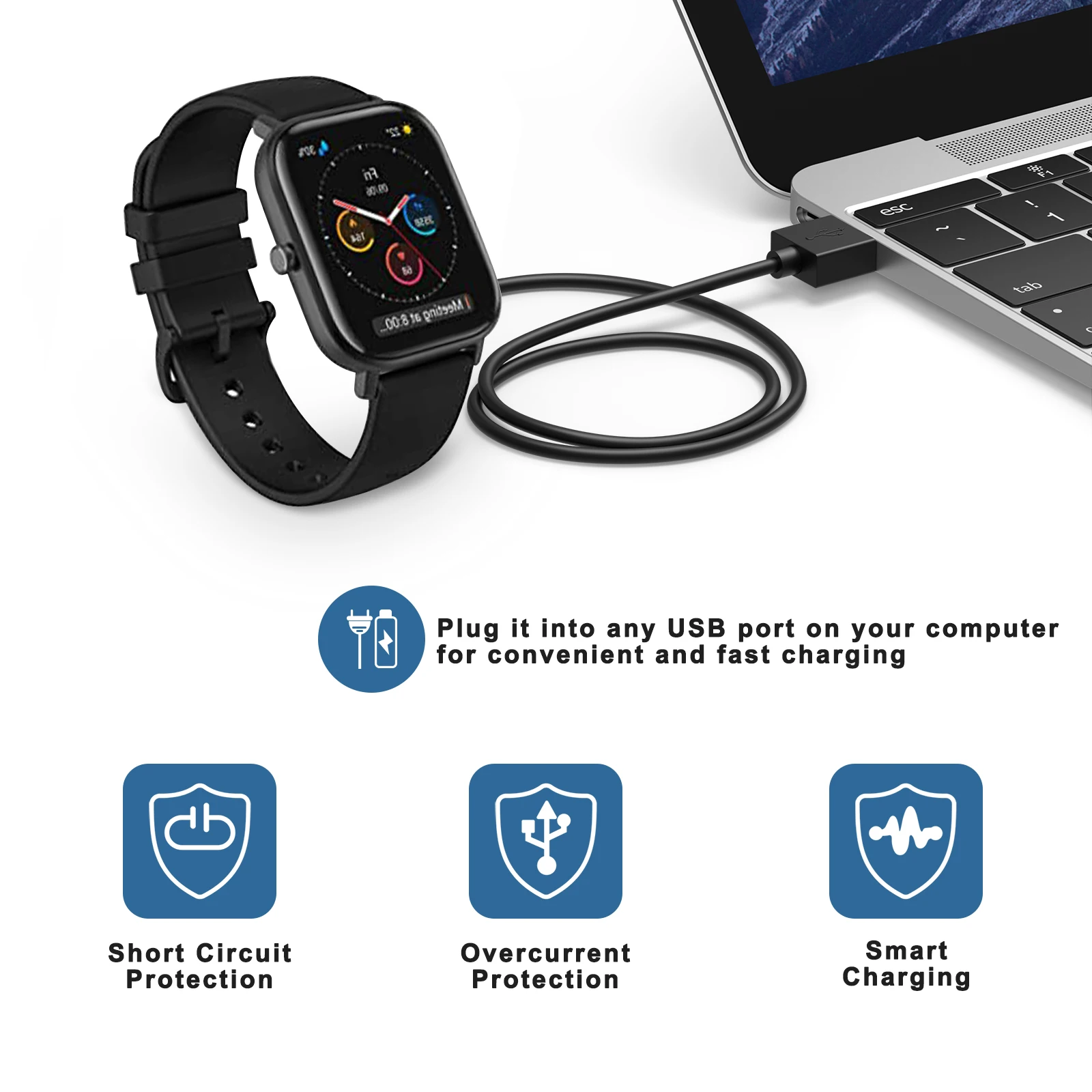 USB Charger For Huami Amazfit T-Rex/Amazfit GTS/Amazfit GTR 42MM 47MM USB 100cm Charging Cable Fast Charging Charger Cradle thumbnail 5