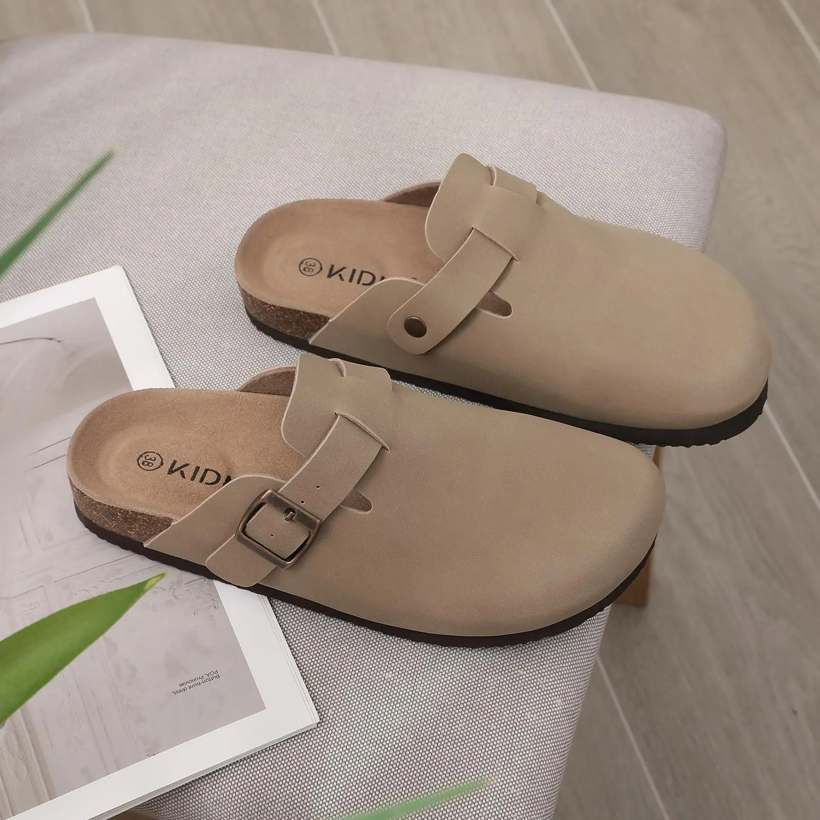 Comwarm Fashion Women's Suede Mules Slippers Men Clogs Cork Insole Sandals With Arch Support Outdoor Beach Slides Home Shoes thumbnail 6
