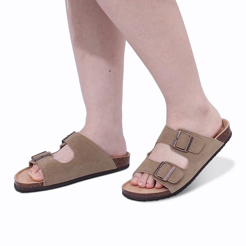 Comwarm Fashion Women's Suede Mules Slippers Men Clogs Cork Insole Sandals With Arch Support Outdoor Beach Slides Home Shoes thumbnail 4