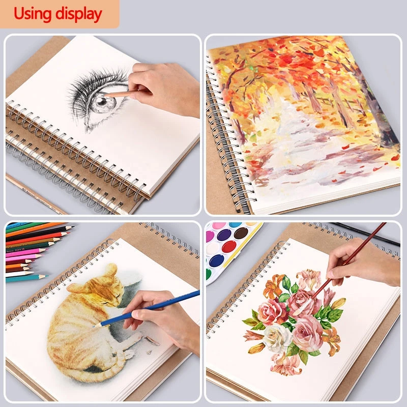 Professional Sketchbook Blank Watercolor Notebook 160 GSM Spiral diary Art school supplies Pencil drawing notepad Stationery thumbnail 6