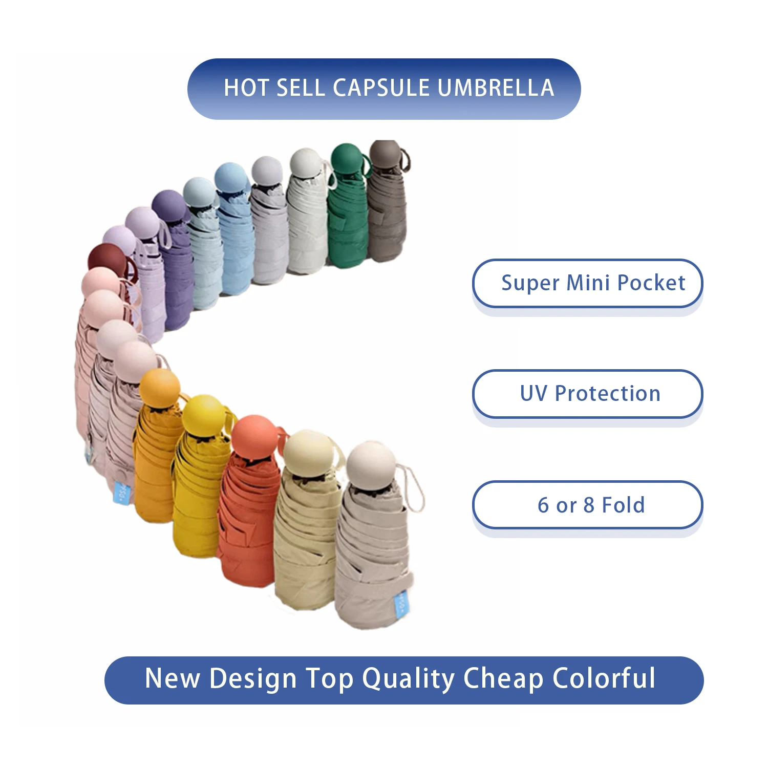 Ultralight And Compact Portable Capsule Umbrella UV Protection Umbrella Mini Five-fold Umbrella thumbnail 2