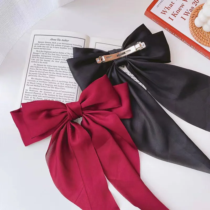 Elegant Solid Large Bow Ribbon Hair Clip For Women Girl Sweet Headbands Soft Satin Hairpin Hairgrip Fashion Hair Accessories thumbnail 4