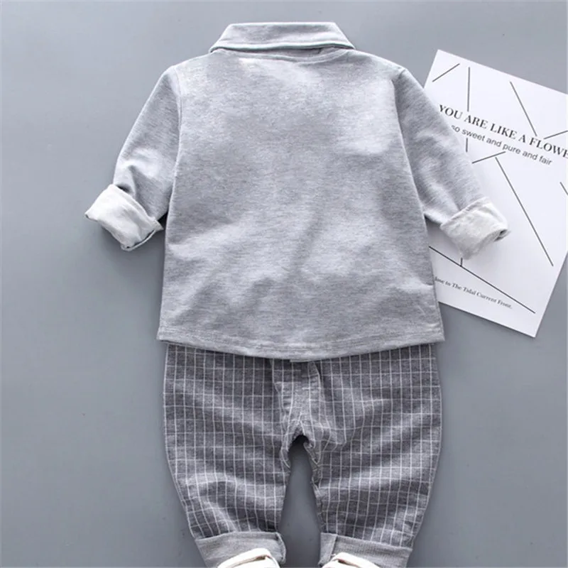 Lawadka Baby Boy Clothes Sets Long Sleeve Tie T-Shirt +Pants 2Pcs Outfits Cotton Sport Suit For Boy Clothes Spring Autumn 6M-3Y thumbnail 3