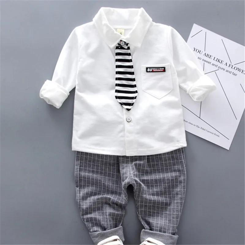 Lawadka Baby Boy Clothes Sets Long Sleeve Tie T-Shirt +Pants 2Pcs Outfits Cotton Sport Suit For Boy Clothes Spring Autumn 6M-3Y thumbnail 2