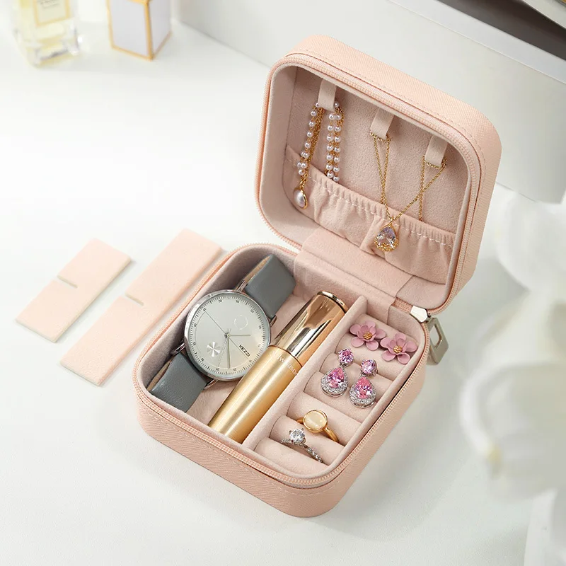 Simple ins macaroon jewelry box travel travel studs necklace ring jewelry box, portable thumbnail 3
