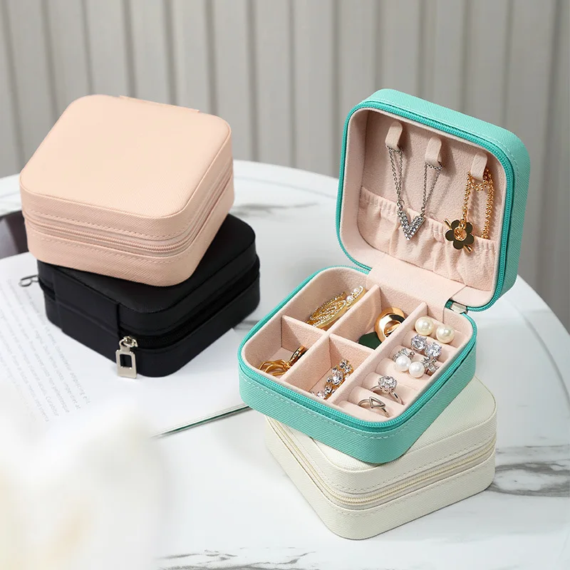 Simple ins macaroon jewelry box travel travel studs necklace ring jewelry box, portable thumbnail 2