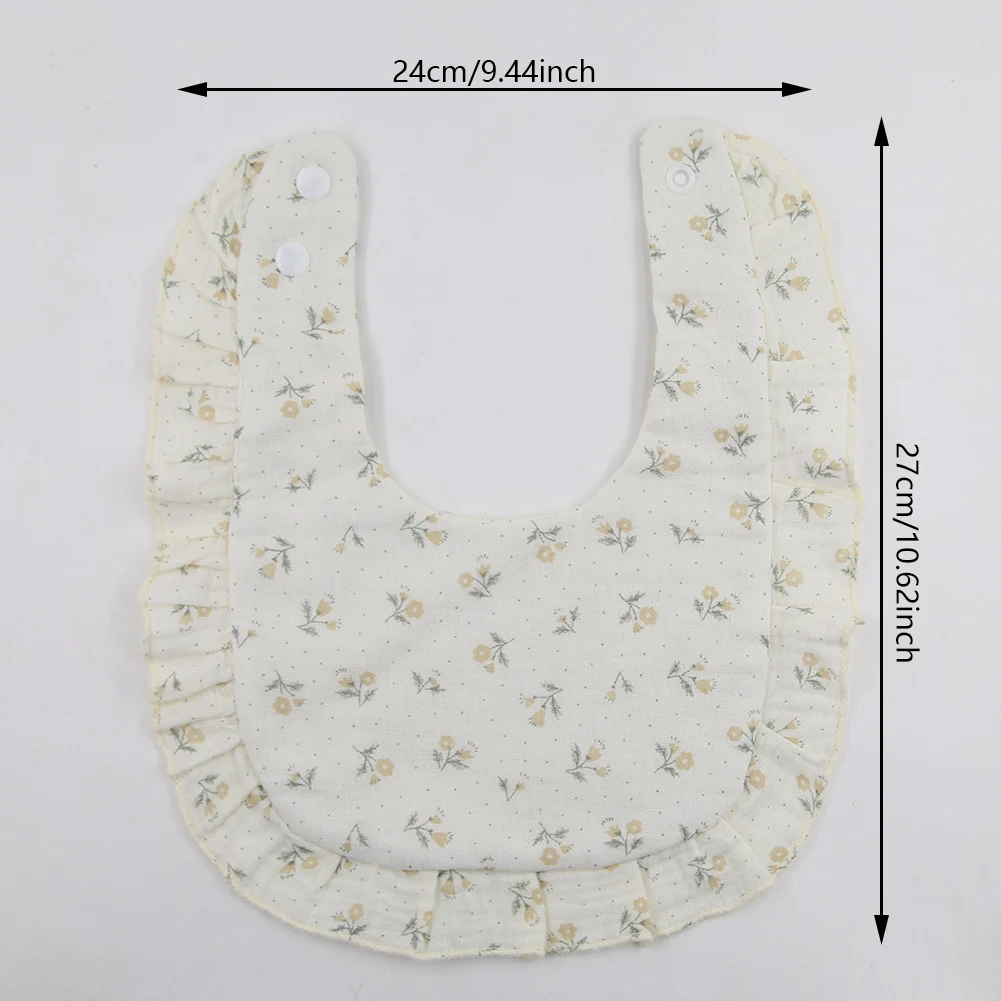 Flower Print Baby Bibs Adjustable Snap Saliva Towel Ruffled Edge Muslin Cotton Burp Cloths Rainbow A Grade Girls Feeding Scarf thumbnail 3