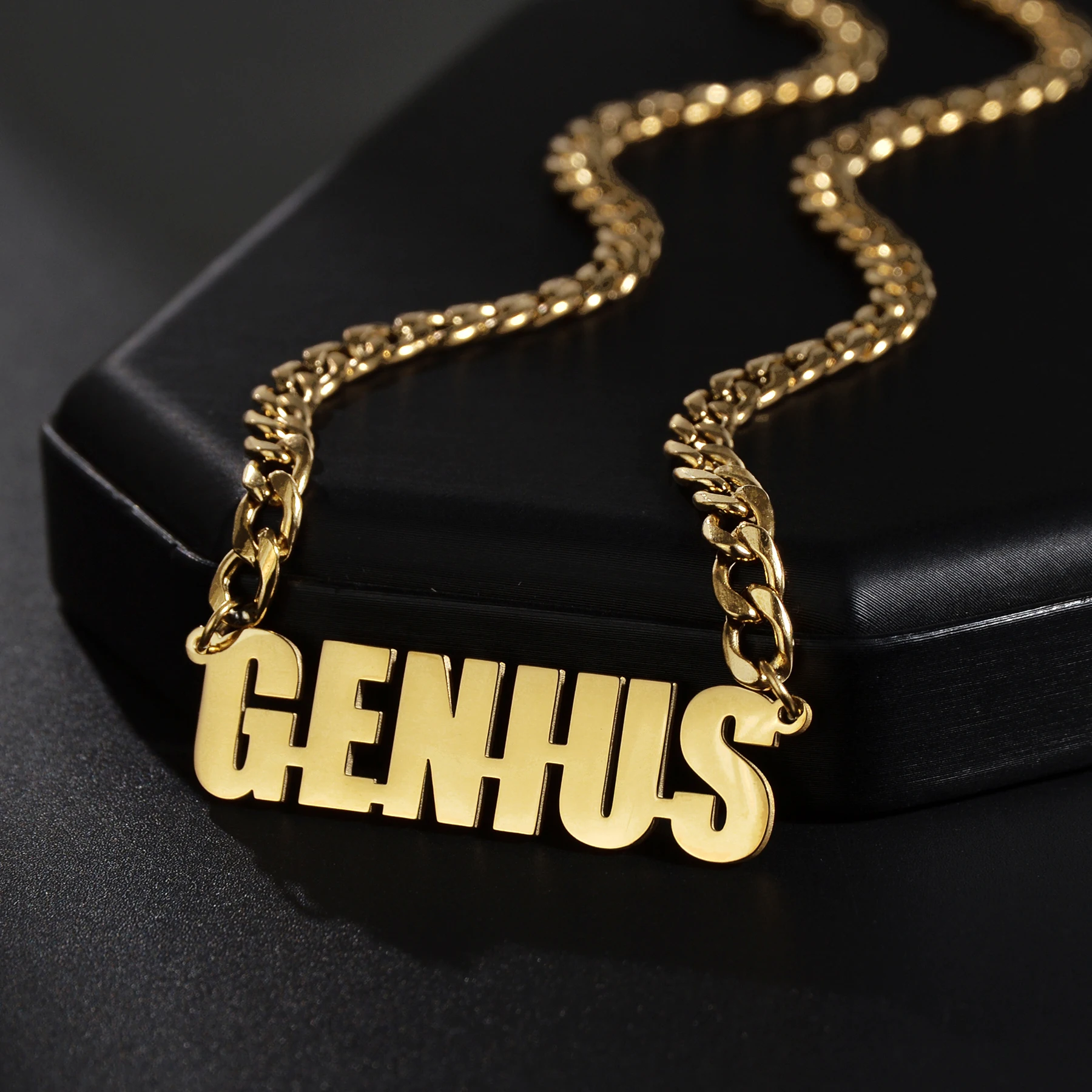 Atoztide Personalized Custom Name Necklaces Wave Chain for Women Stainless Steel Collares Pendant Mother Kids Jewelry Gift thumbnail 5