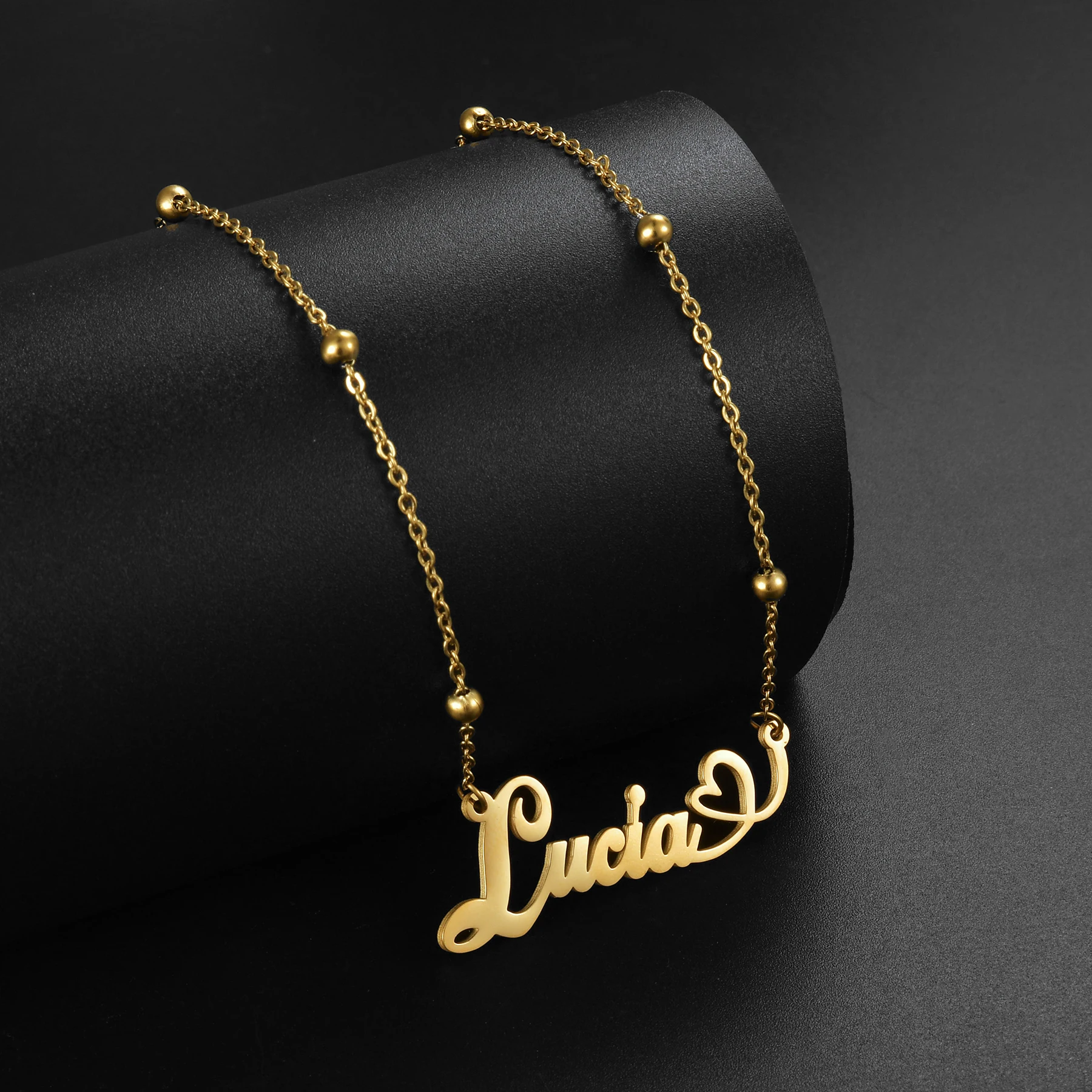Atoztide Personalized Custom Name Necklaces Wave Chain for Women Stainless Steel Collares Pendant Mother Kids Jewelry Gift thumbnail 4