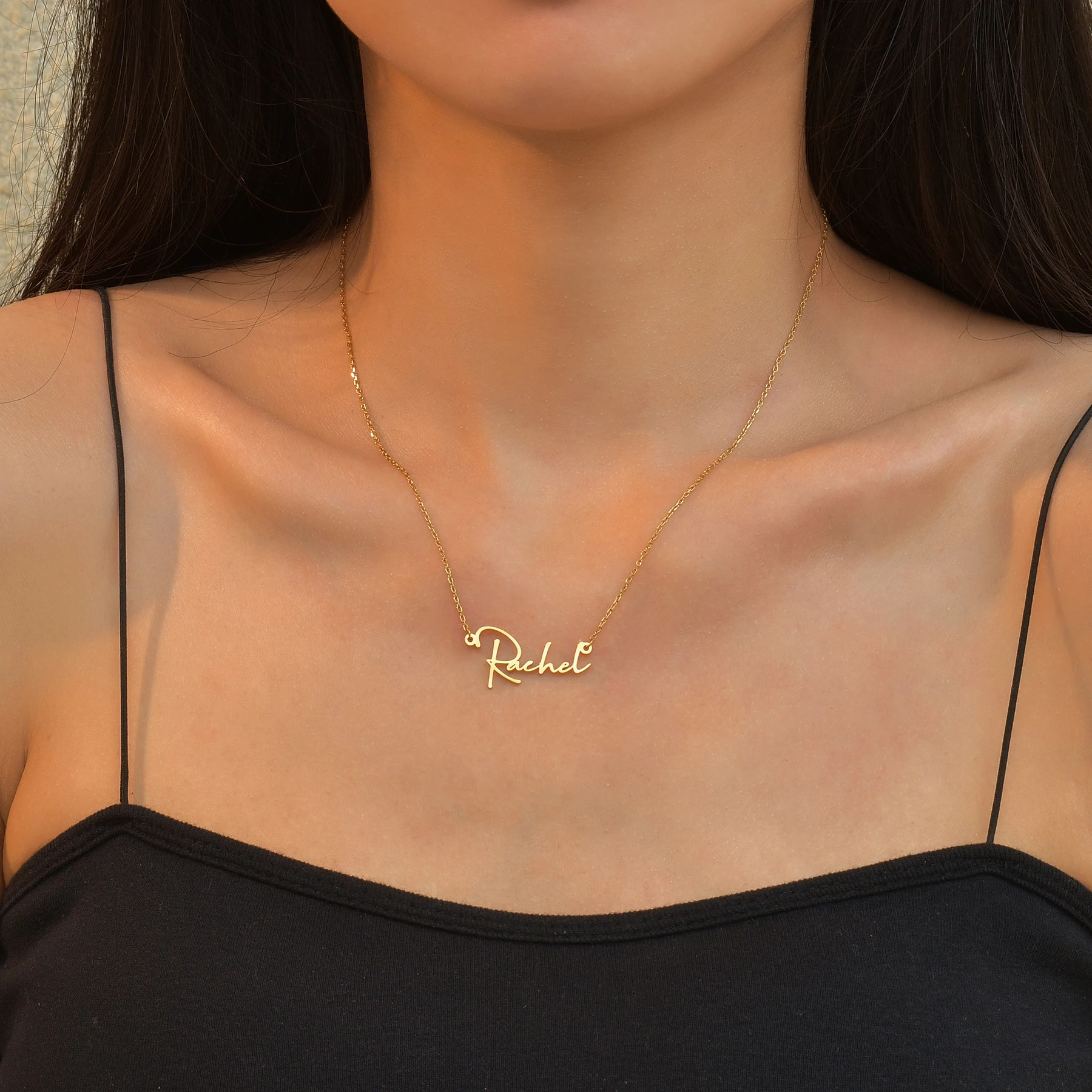 Atoztide Personalized Custom Name Necklaces Wave Chain for Women Stainless Steel Collares Pendant Mother Kids Jewelry Gift thumbnail 6