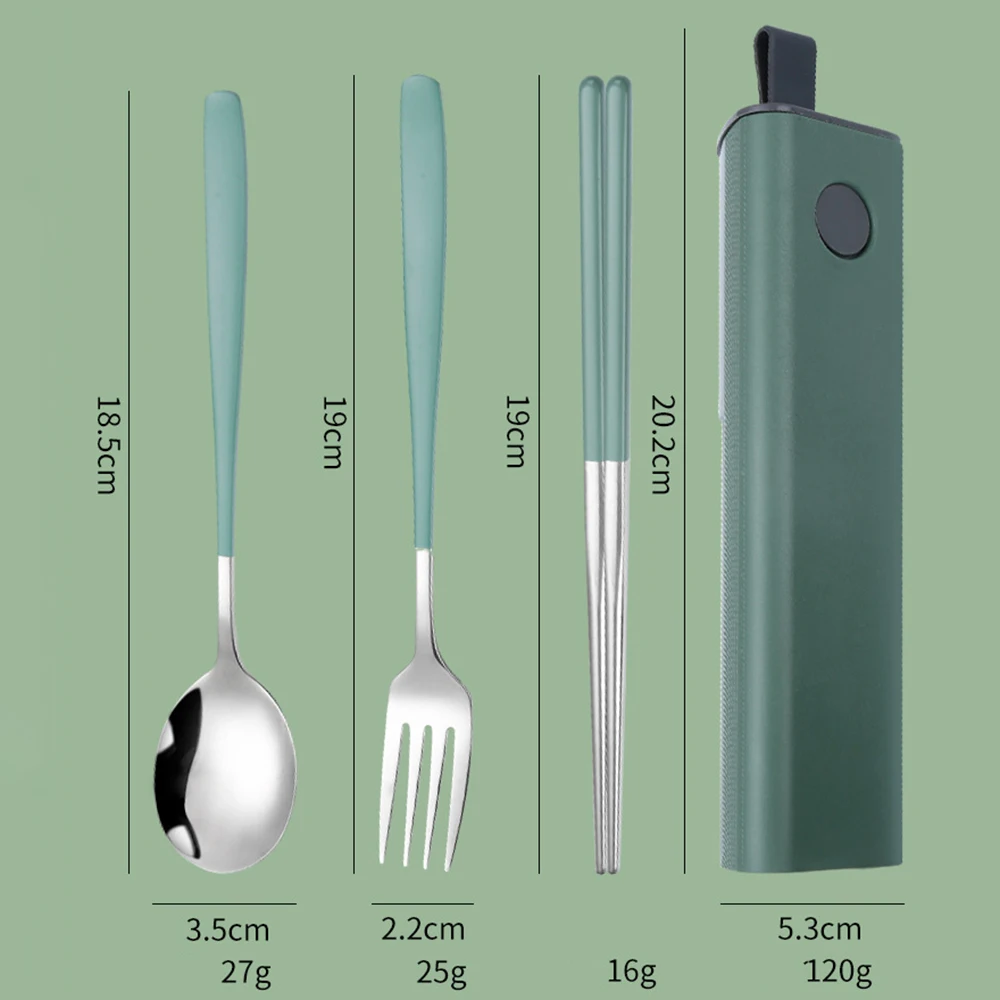 2/3Pcs Colorful Dinnerware Set 304 Stainless Steel Cutlery Set Kitchen Portable Tableware Set Chopsticks Fork Spoon Dinner Set thumbnail 6