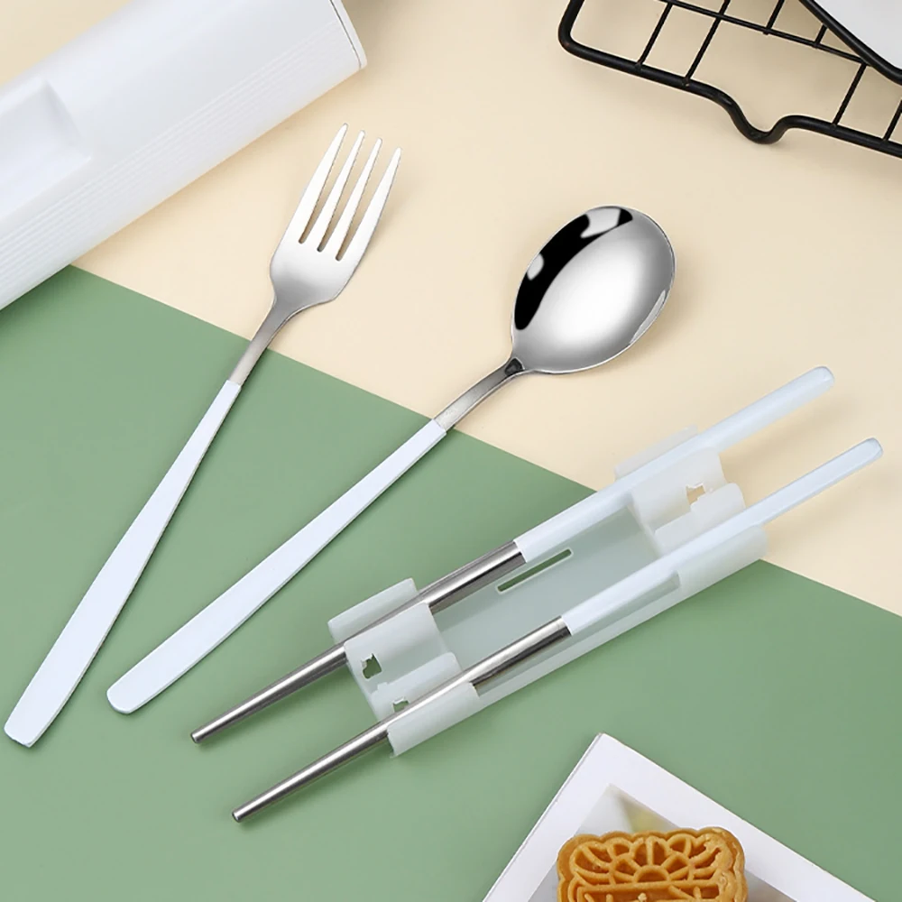 2/3Pcs Colorful Dinnerware Set 304 Stainless Steel Cutlery Set Kitchen Portable Tableware Set Chopsticks Fork Spoon Dinner Set thumbnail 5